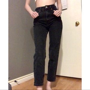 High Waisted Zara Black Wash Straight Leg Jeans